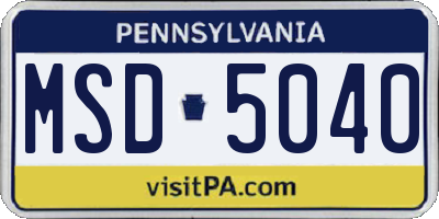PA license plate MSD5040