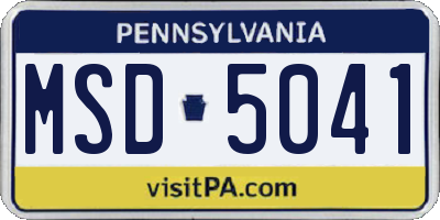 PA license plate MSD5041