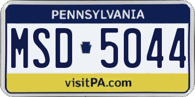 PA license plate MSD5044