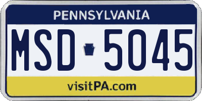 PA license plate MSD5045