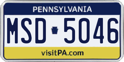 PA license plate MSD5046