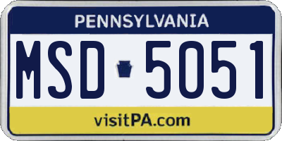 PA license plate MSD5051