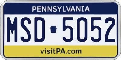 PA license plate MSD5052