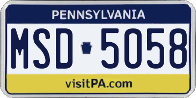 PA license plate MSD5058