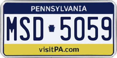 PA license plate MSD5059