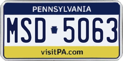 PA license plate MSD5063