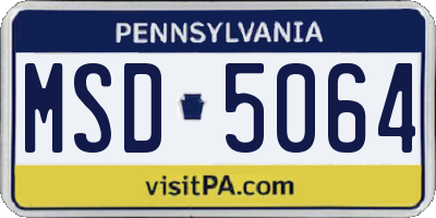 PA license plate MSD5064