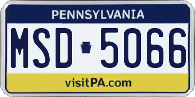 PA license plate MSD5066