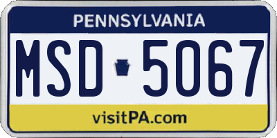 PA license plate MSD5067