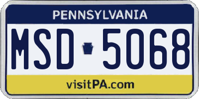 PA license plate MSD5068