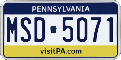 PA license plate MSD5071
