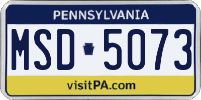 PA license plate MSD5073