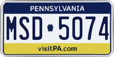 PA license plate MSD5074