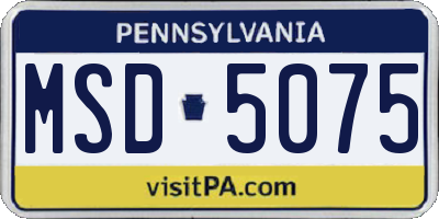 PA license plate MSD5075