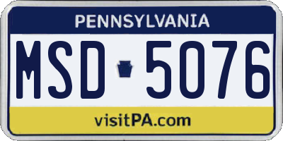 PA license plate MSD5076
