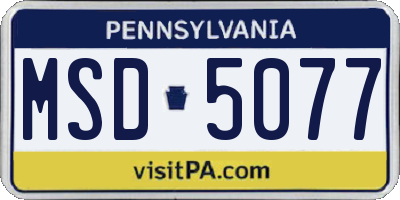 PA license plate MSD5077
