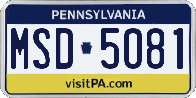 PA license plate MSD5081