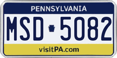 PA license plate MSD5082