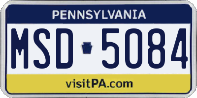 PA license plate MSD5084
