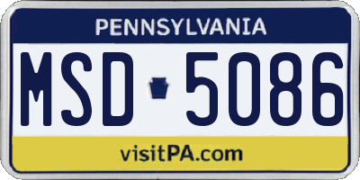 PA license plate MSD5086