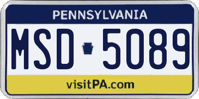 PA license plate MSD5089