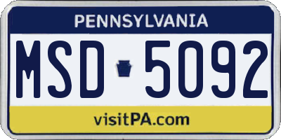 PA license plate MSD5092