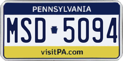 PA license plate MSD5094