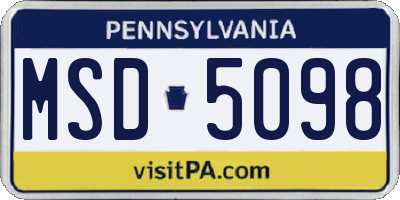 PA license plate MSD5098