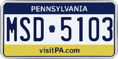 PA license plate MSD5103