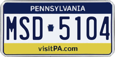 PA license plate MSD5104