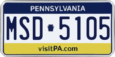 PA license plate MSD5105