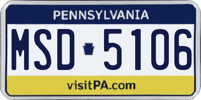 PA license plate MSD5106