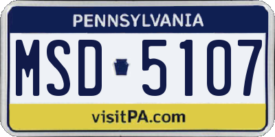 PA license plate MSD5107