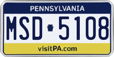 PA license plate MSD5108