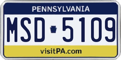 PA license plate MSD5109
