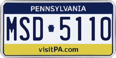 PA license plate MSD5110