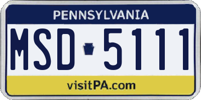 PA license plate MSD5111