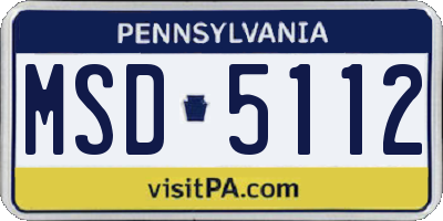 PA license plate MSD5112