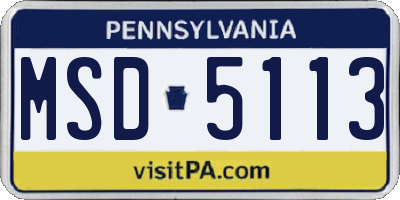PA license plate MSD5113