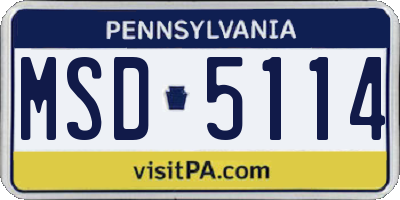 PA license plate MSD5114
