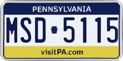 PA license plate MSD5115
