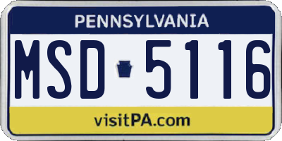PA license plate MSD5116