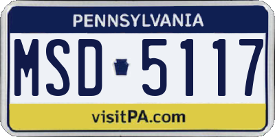 PA license plate MSD5117