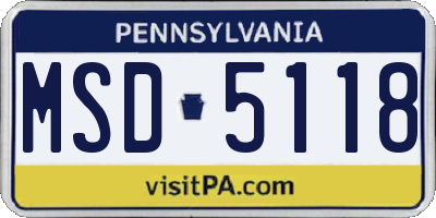 PA license plate MSD5118