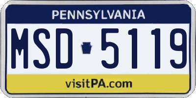 PA license plate MSD5119