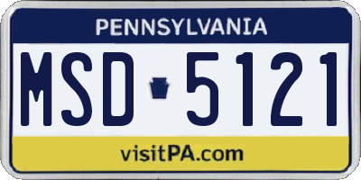 PA license plate MSD5121