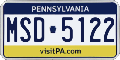 PA license plate MSD5122