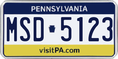 PA license plate MSD5123