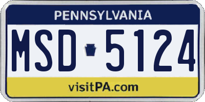 PA license plate MSD5124