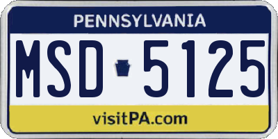 PA license plate MSD5125